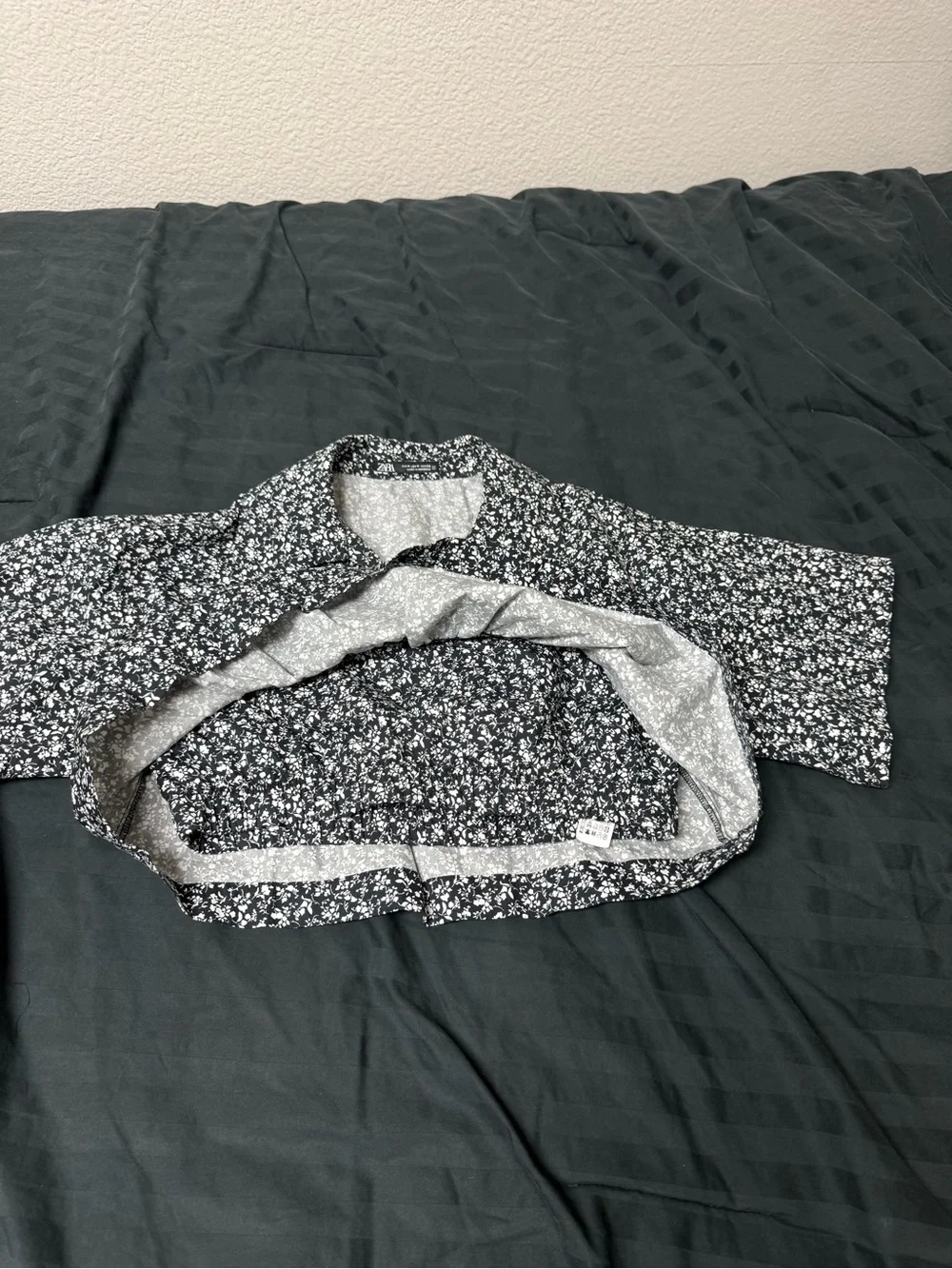 Zara Black White Floral Babydoll Crop Top MEDIUM